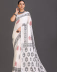 White Linen Saree