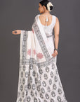 White Linen Saree