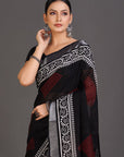 Black and White Linen Saree