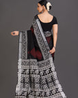 Black and White Linen Saree