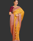 Yellow Crepe Saree