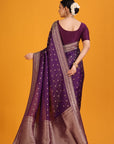 Purple Crepe Saree