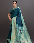 Emerald Blue Silk Kanjivaram Saree