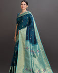 Emerald Blue Silk Kanjivaram Saree