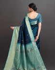 Emerald Blue Silk Kanjivaram Saree