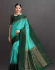 Sea Green Kanjivaram Soft Silk Saree