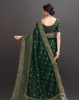 Green Crepe Embroidered Saree
