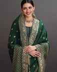 Green Crepe Embroidered Saree