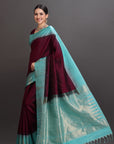 Maroon Kanjivaram Soft Silk Saree
