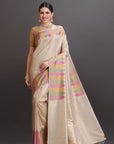 Cream Soft Tissue Saree