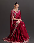 Majenta Chiffon Satin Embroidered Saree