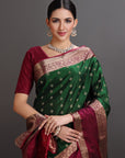 Bottle Green Kanjivaram Silk Saree