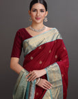 Deep Red Kanjivaram Silk Saree