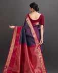 Two-Toned Purple Blue Kanjivaram Silk Saree