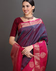 Two-Toned Purple Blue Kanjivaram Silk Saree