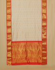 Cream silk kanjivaram saree
