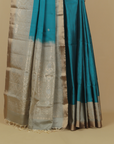 Peacock green soft silk handwoven kanjivaram saree