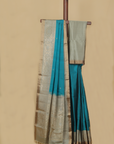 Peacock green soft silk handwoven kanjivaram saree