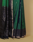 Two tone green soft silk handwoven kanjivaram saree