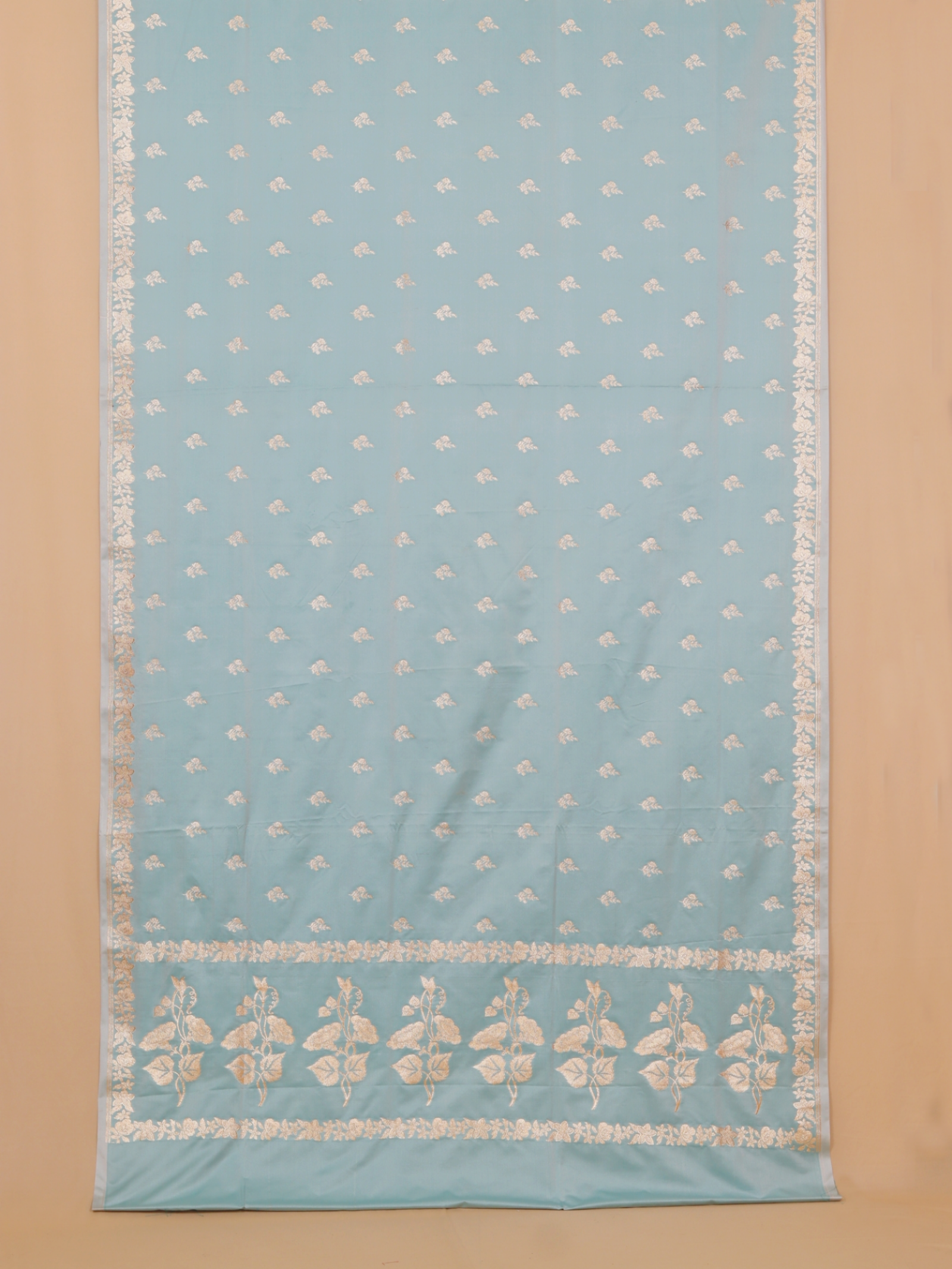Light pista banarasi Mashru silk saree