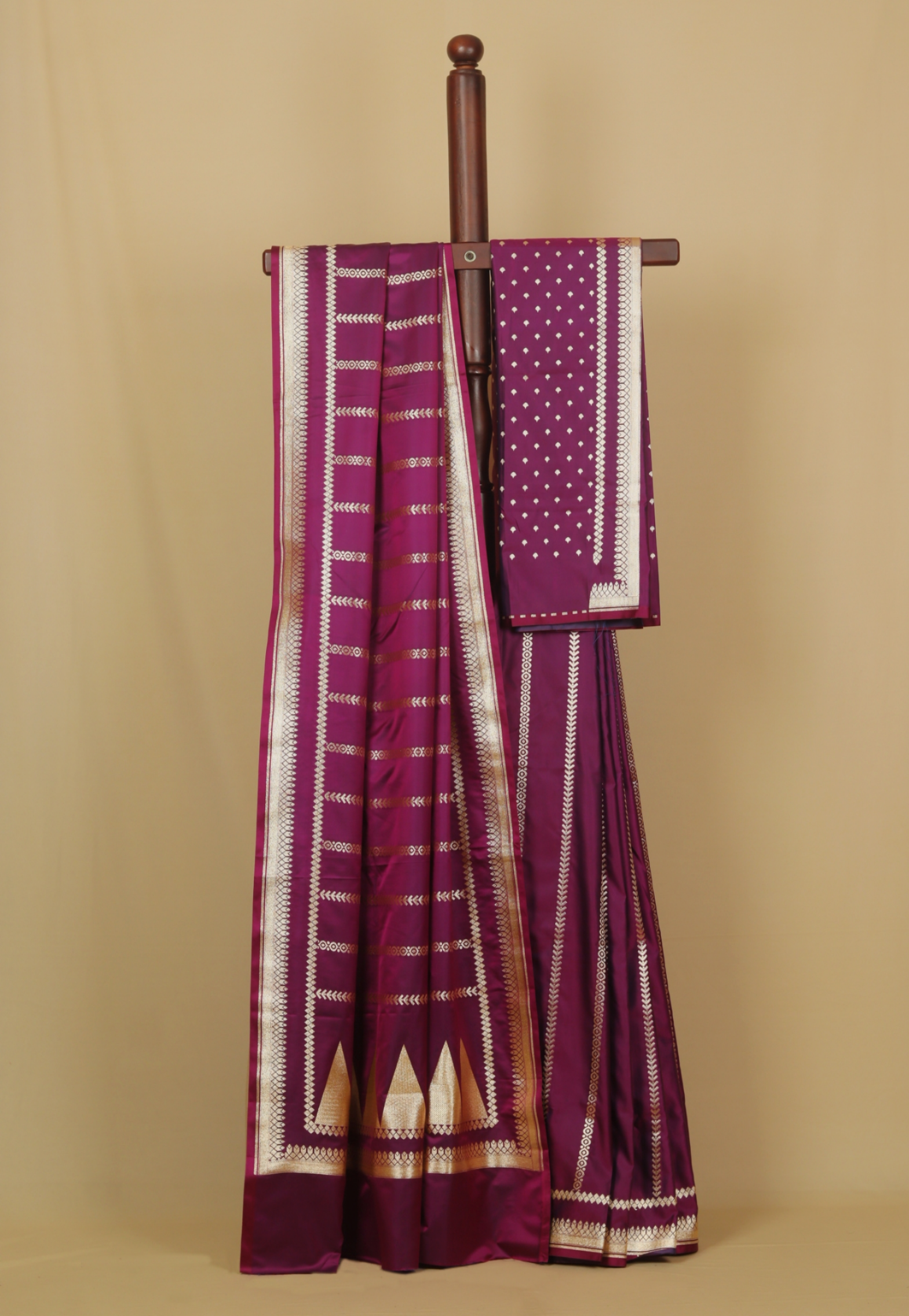 Wine majenta mashru silk banarasi saree