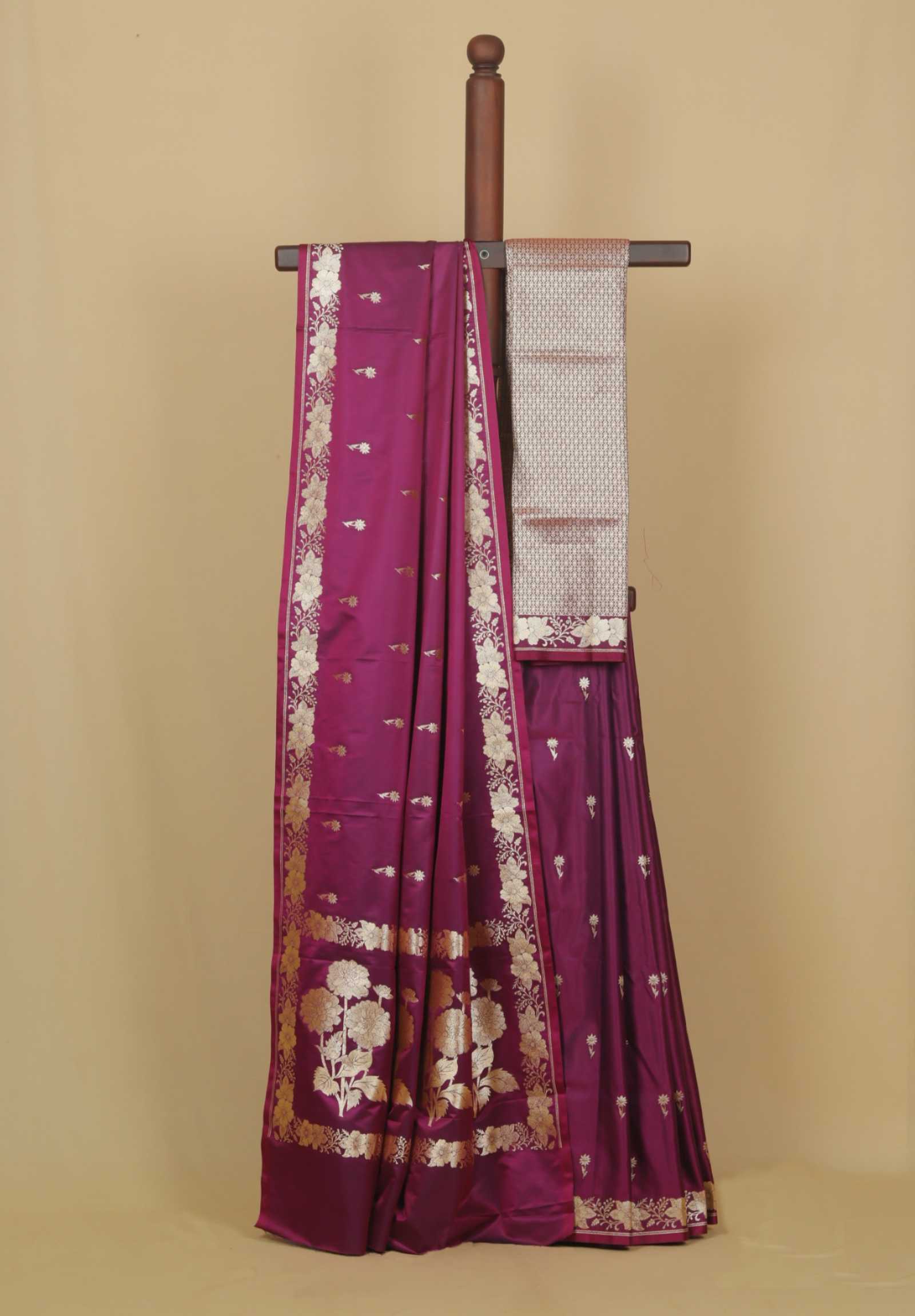 Wine majenta mashru silk banarasi saree