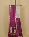 Wine majenta mashru silk banarasi saree
