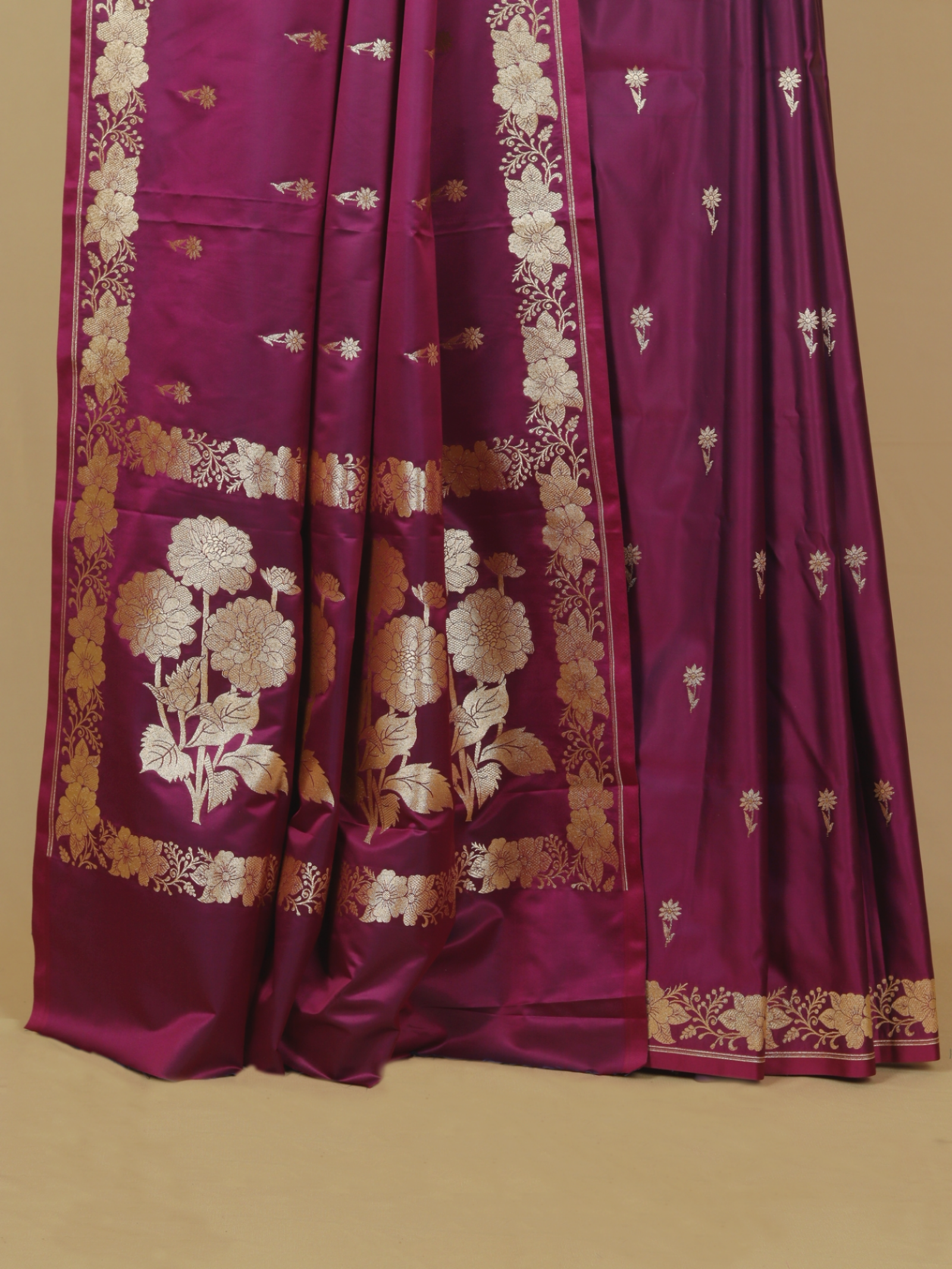 Wine majenta mashru silk banarasi saree