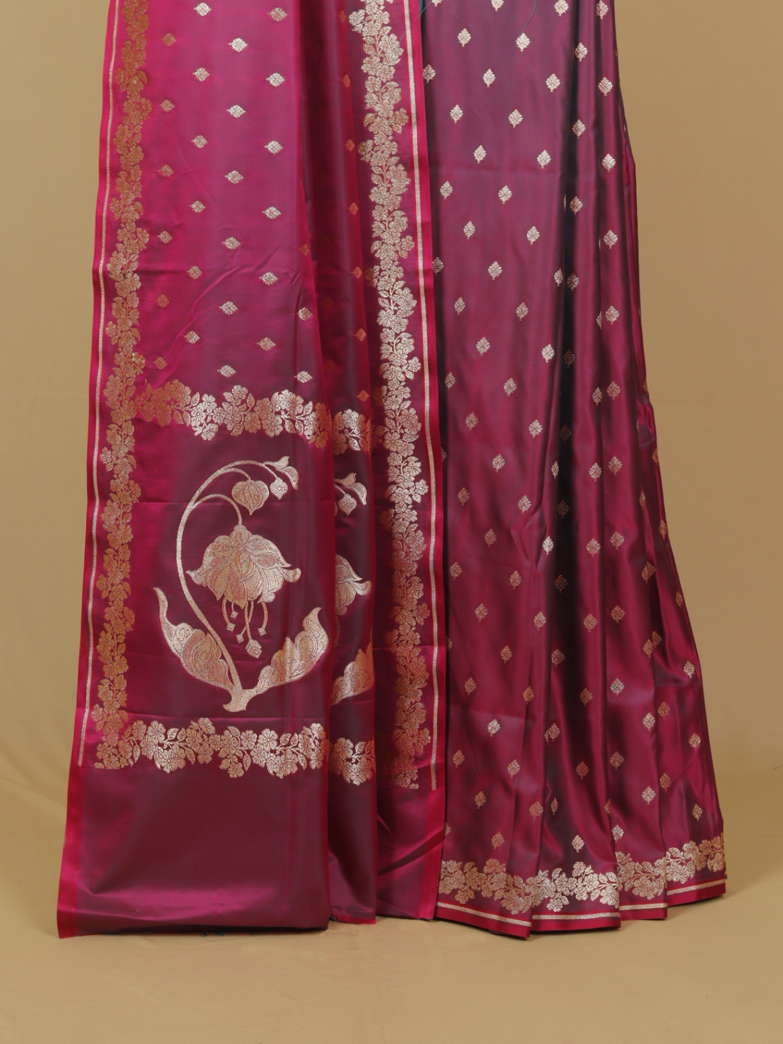 Majenta mashru silk banarasi saree