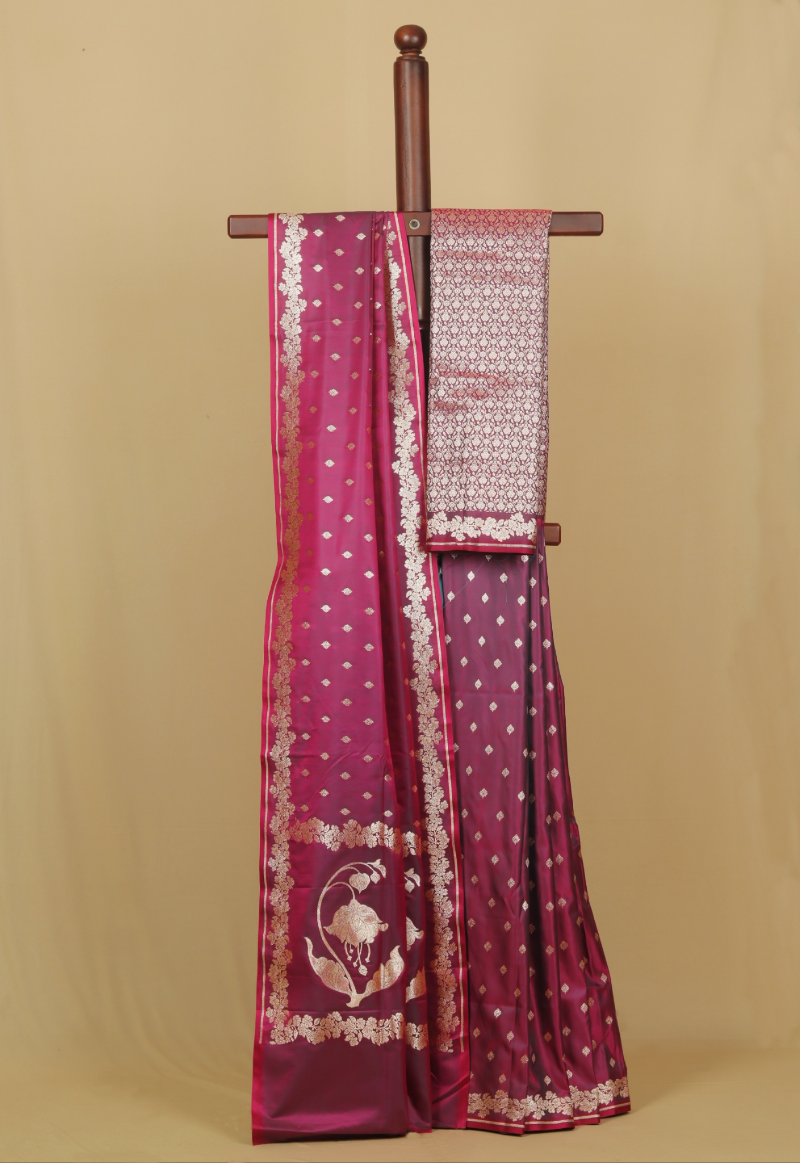Majenta mashru silk banarasi saree