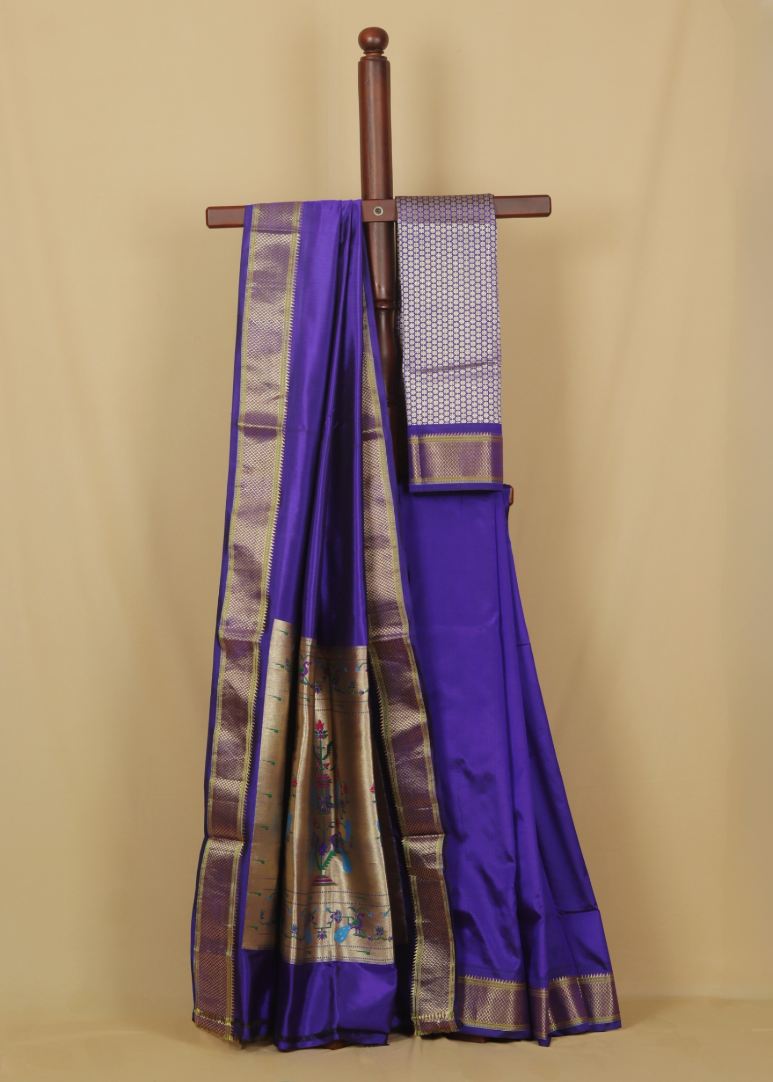 Purple silk paithani saree