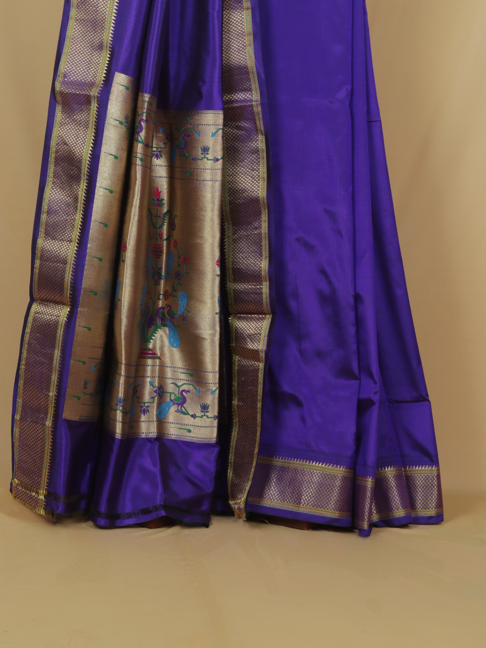 Purple silk paithani saree