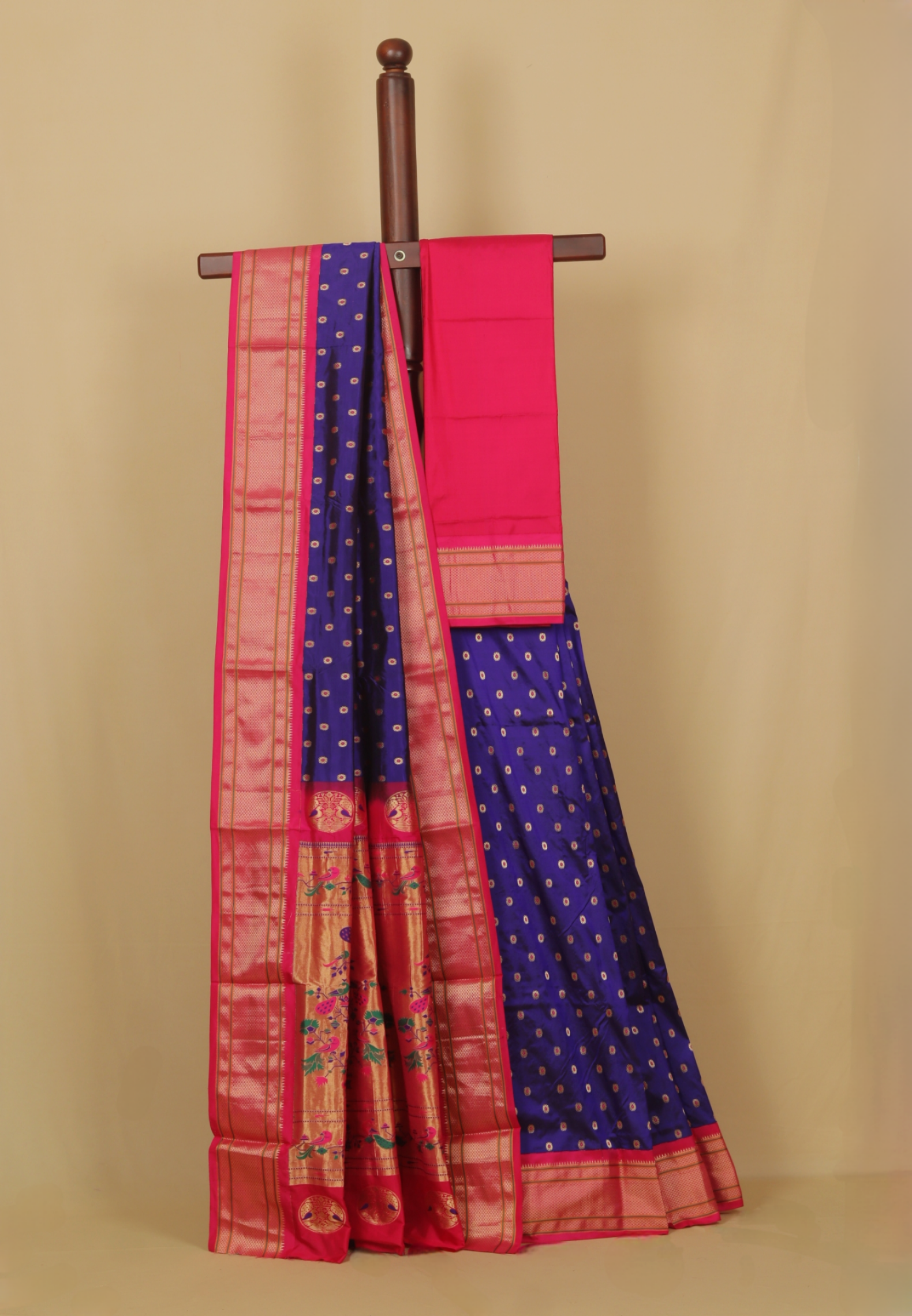 Purple blue silk paithani saree