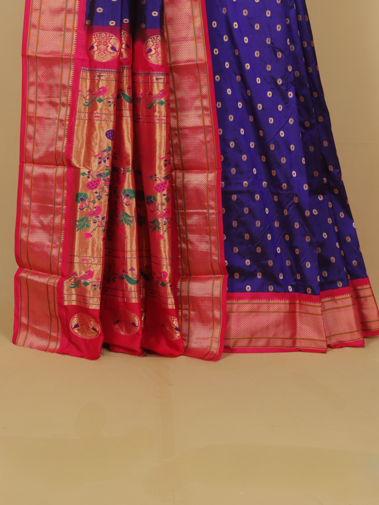 Purple blue silk paithani saree