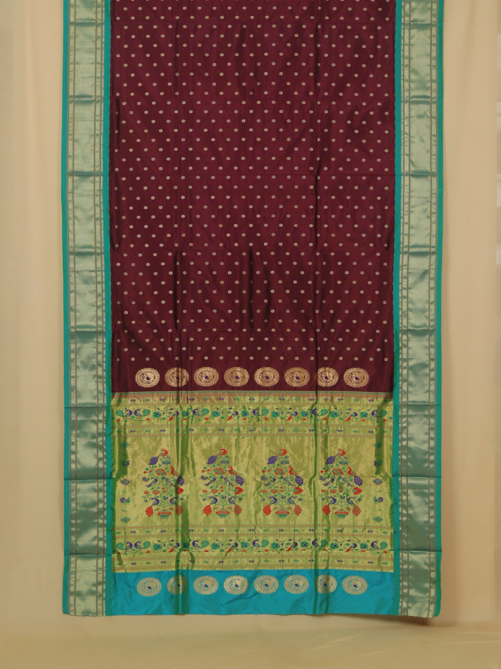 Wine silk paithani saree