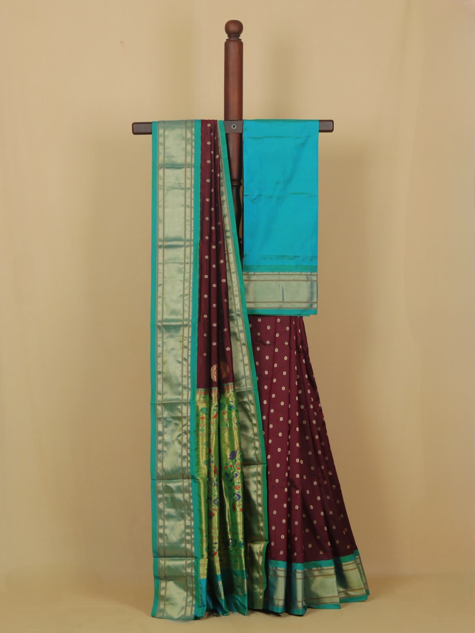 Wine silk paithani saree