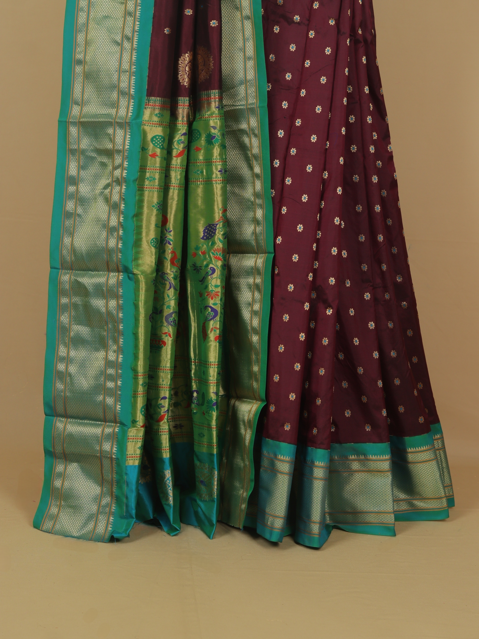 Wine silk paithani saree