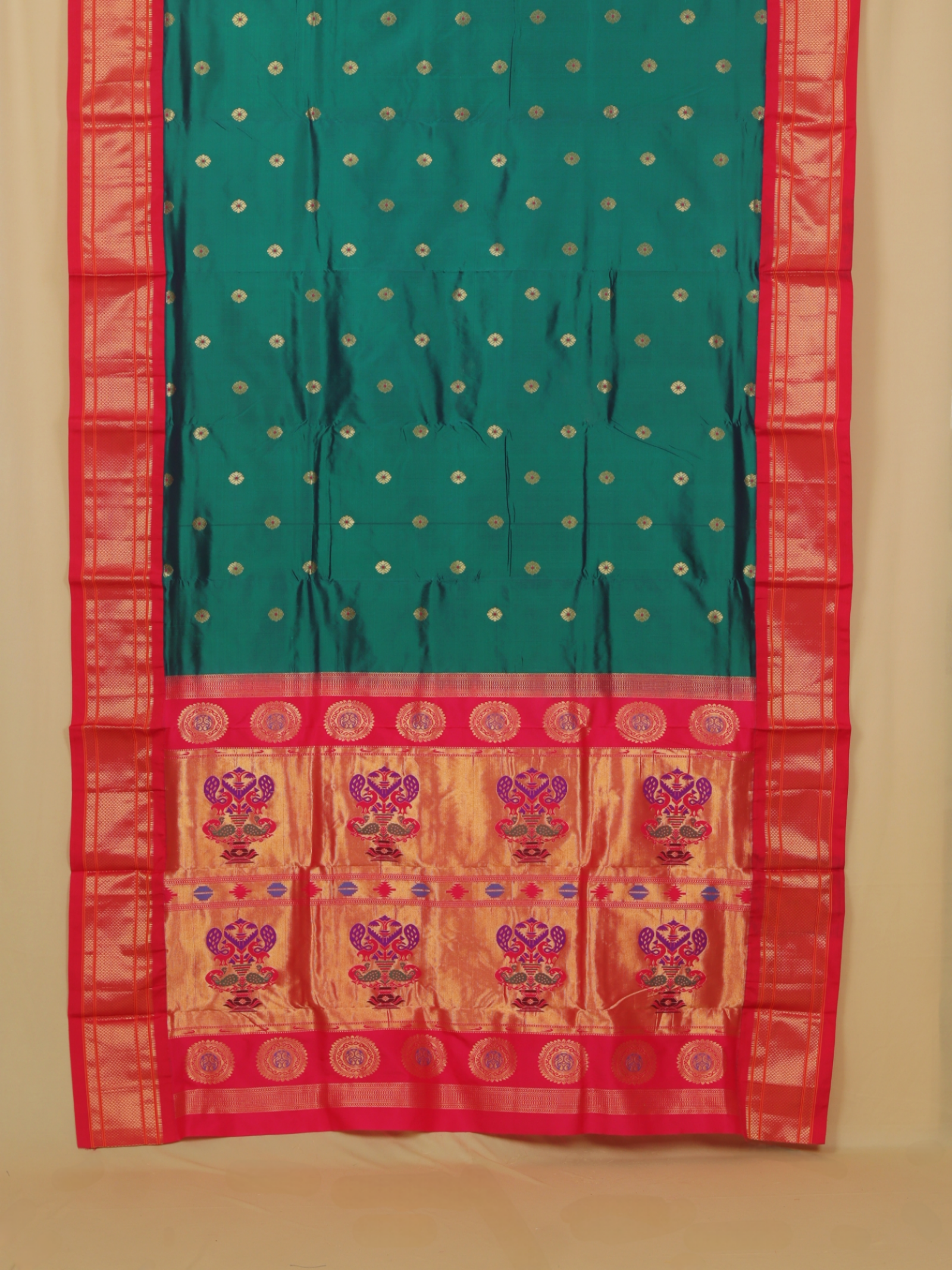 Emerald green silk paithani saree