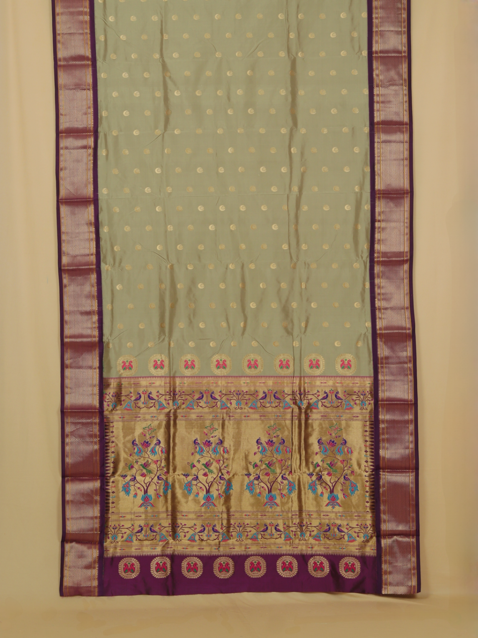 Cement silk paithani saree