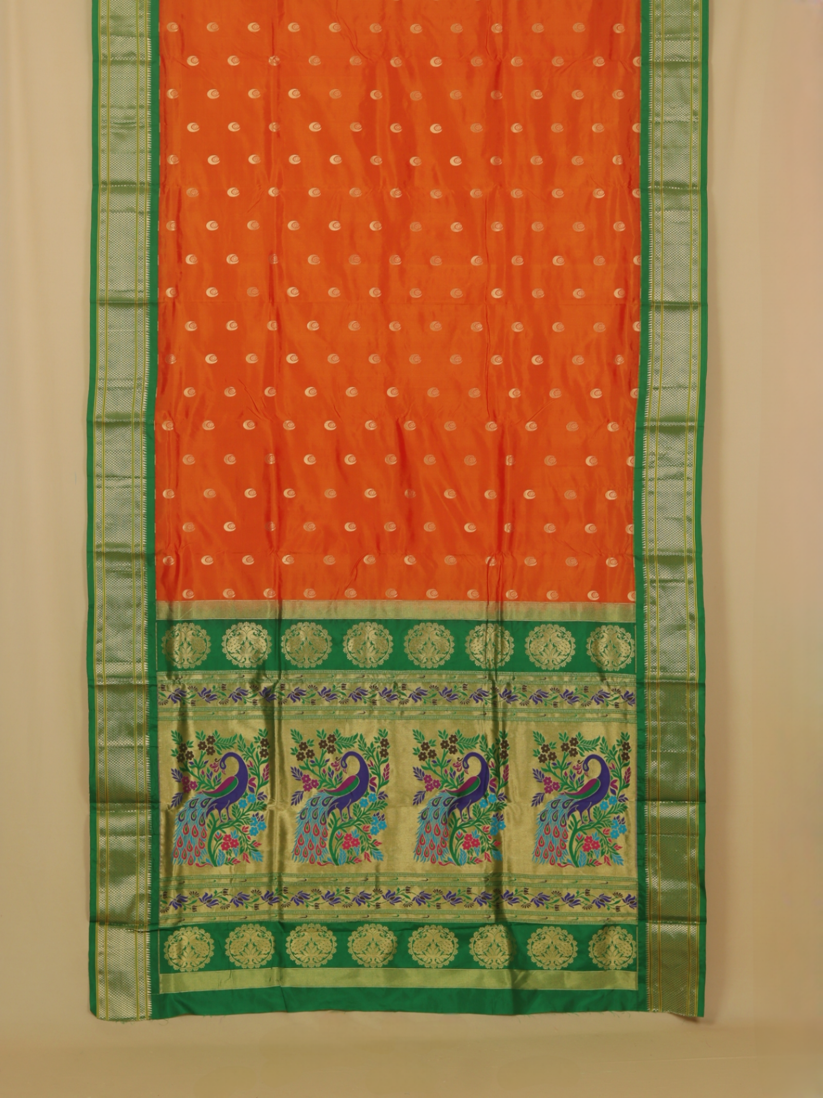 Brick rust silk paithani saree