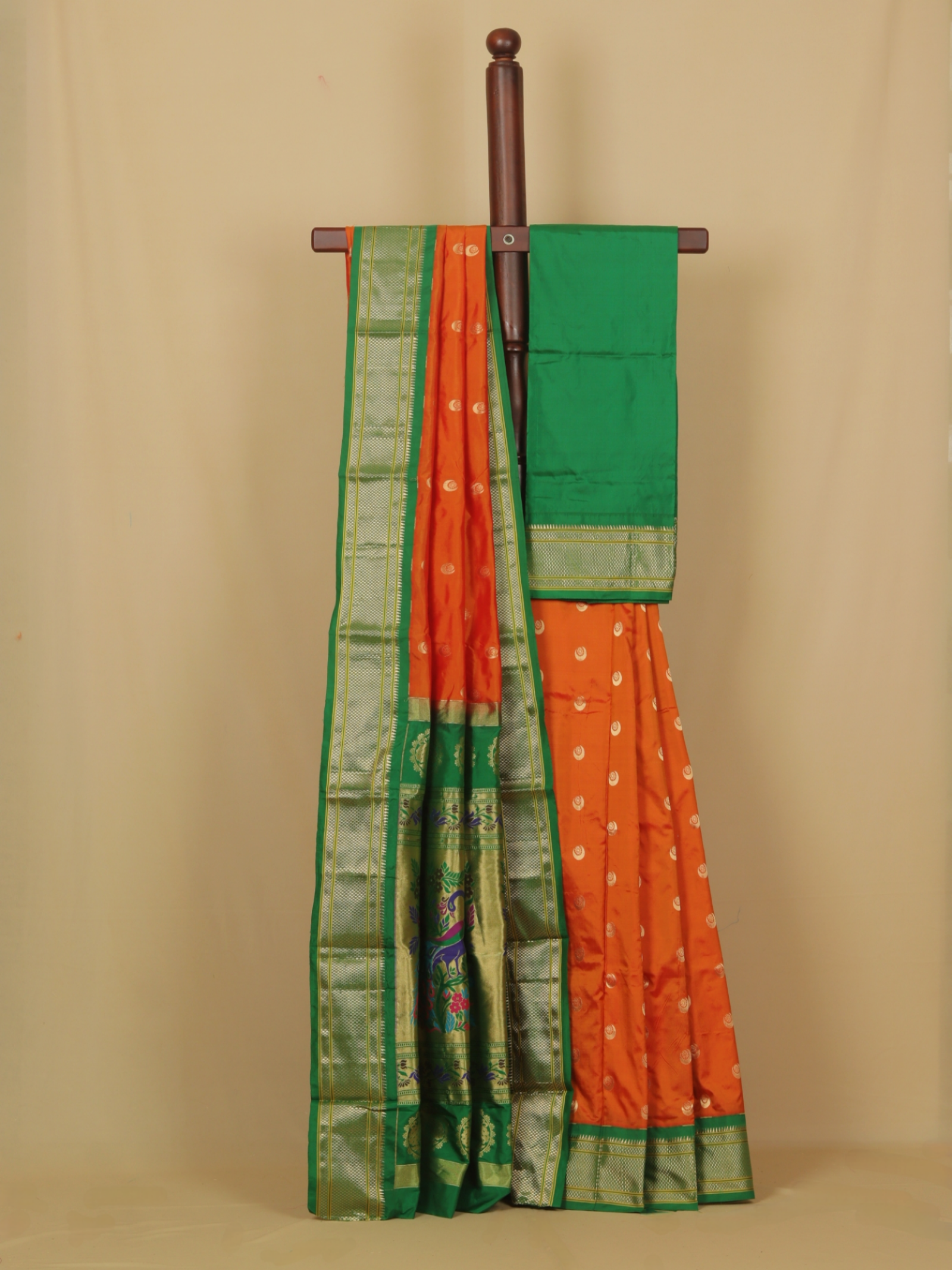 Brick rust silk paithani saree