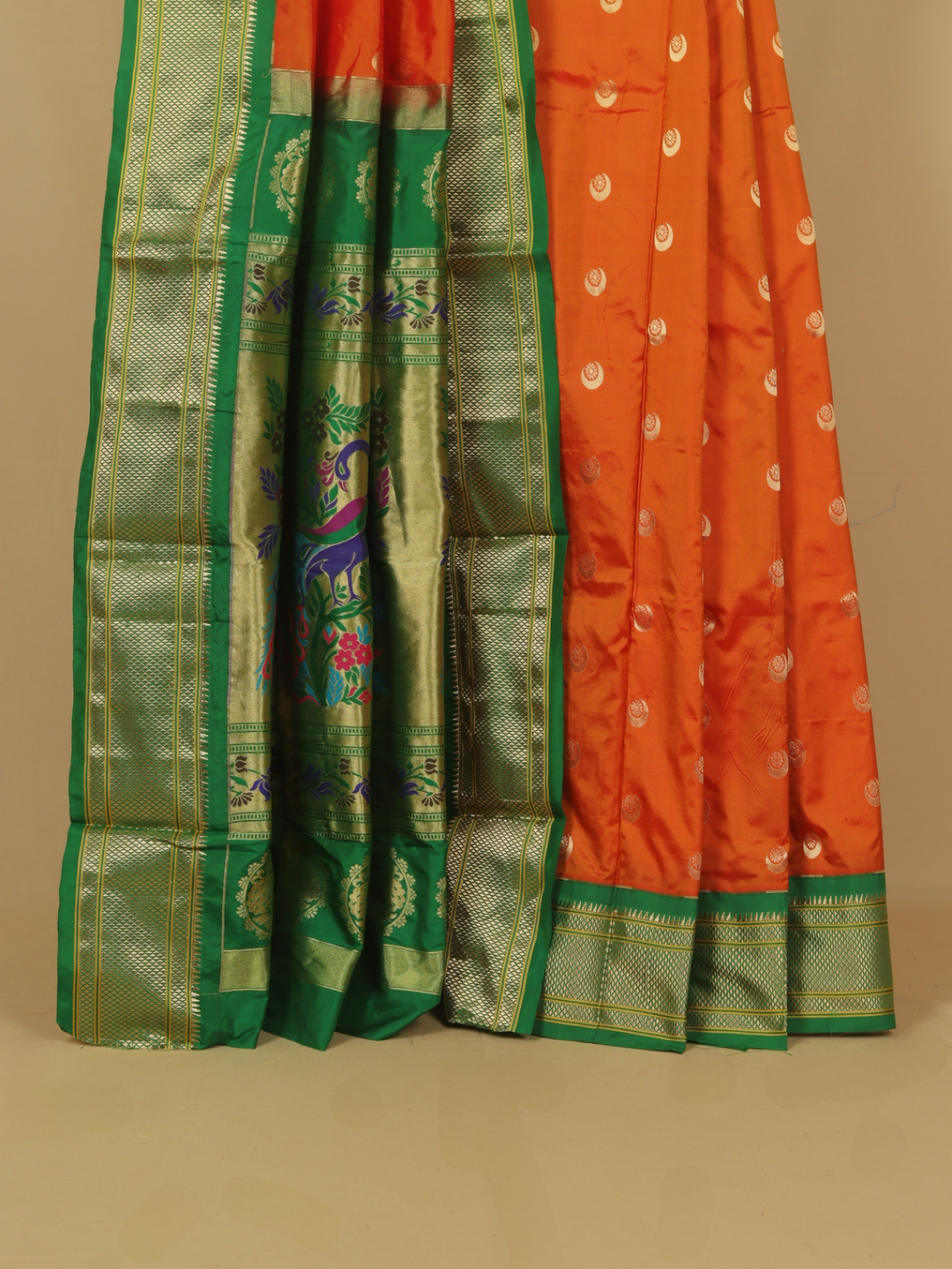 Brick rust silk paithani saree