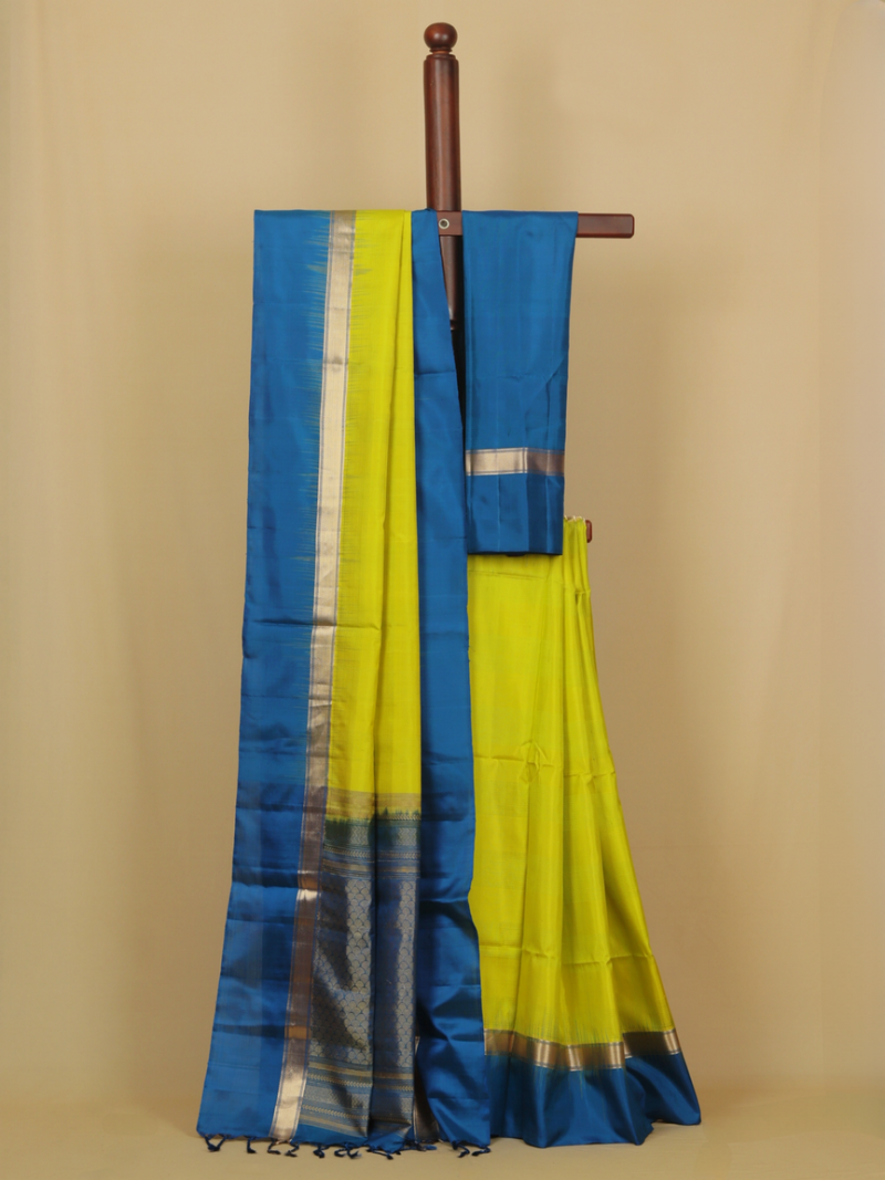 Parrot Green Soft Silk Kanjivaram Saree