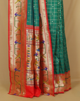 Emerald green silk paithani saree