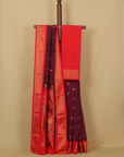 Wine blended paithani silk saree