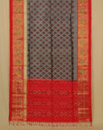 Cement grey Ikkat soft silk handwoven kanjivaram saree