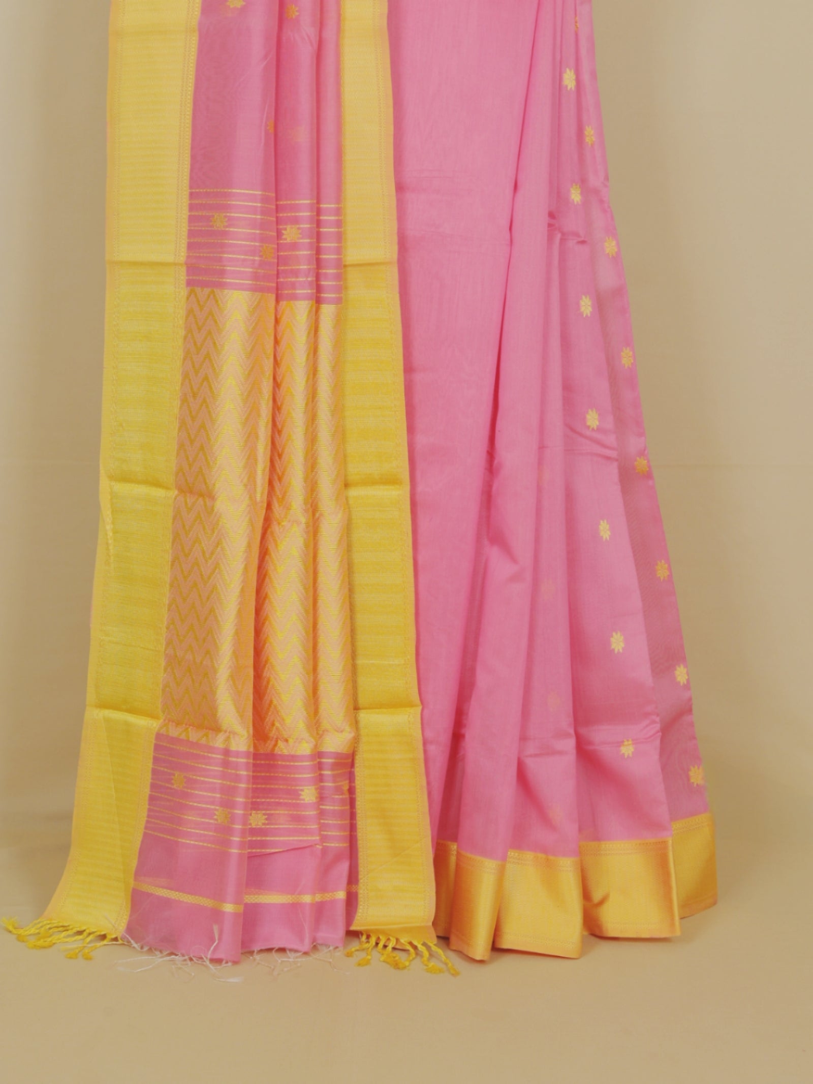 Pink silk cotton chanderi saree