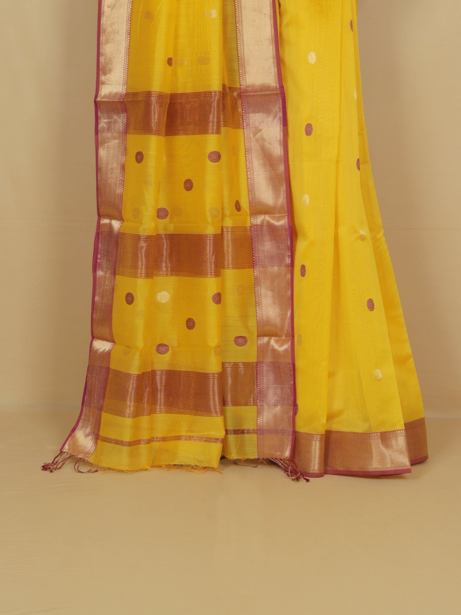 Yellow silk cotton chanderi saree