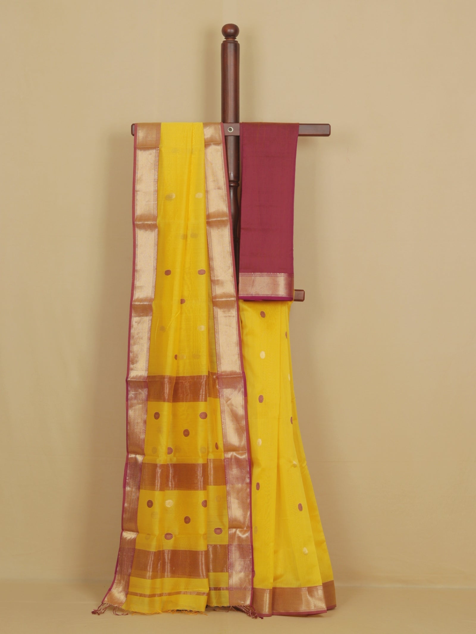 Yellow silk cotton chanderi saree