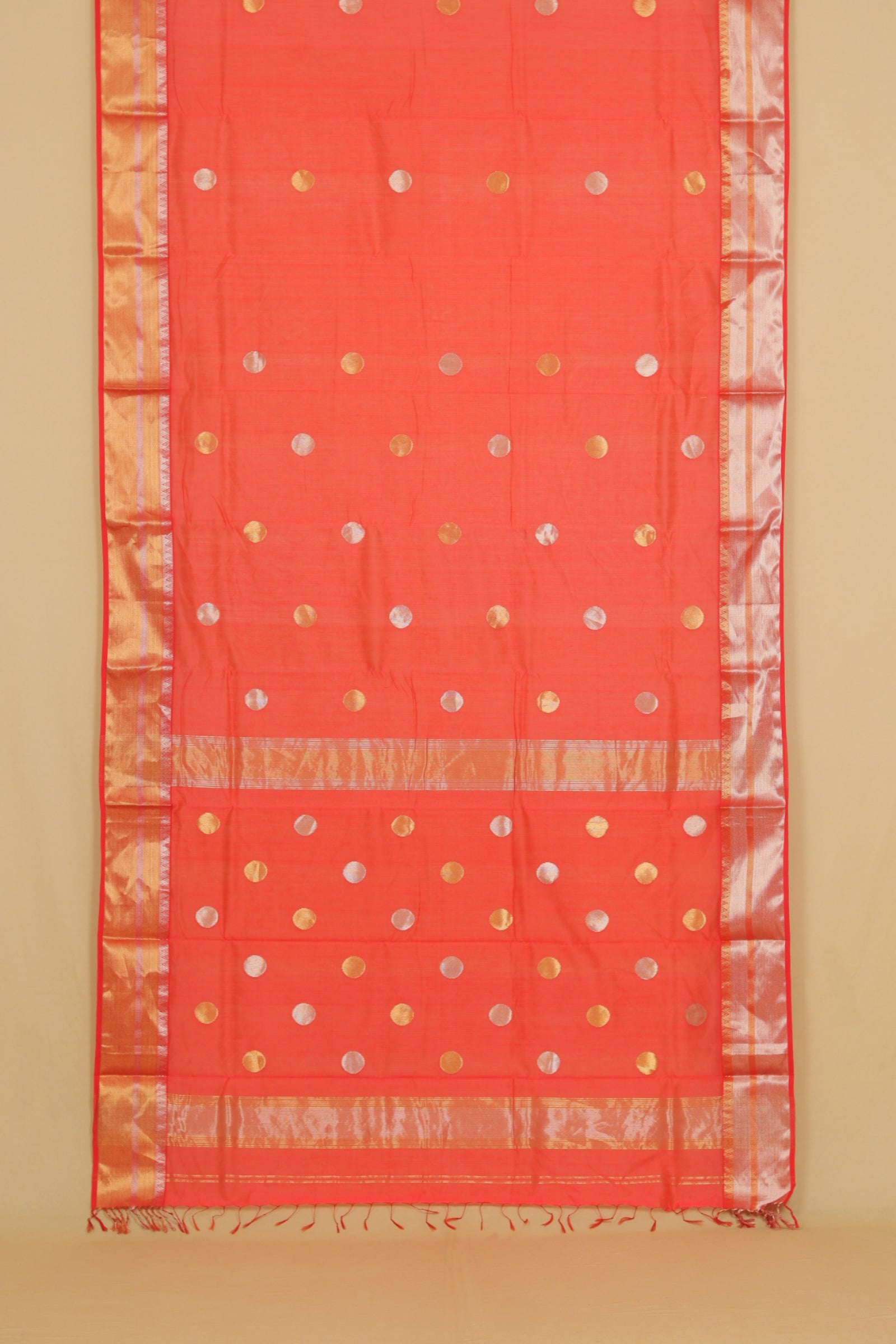 Reddish aboli cotton silk chanderi saree